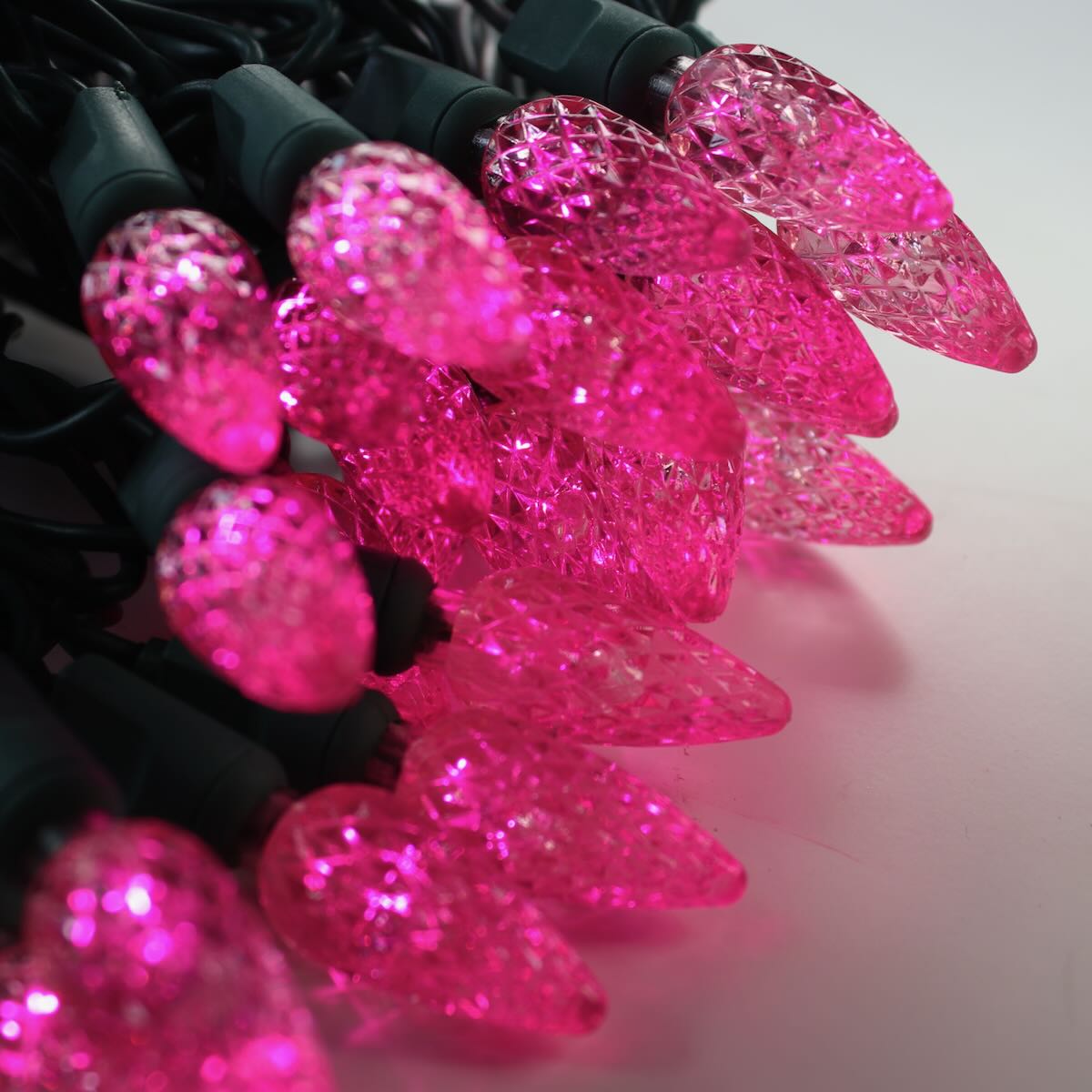 Battery-Operated 20 LED String Lights Set - Pink/Clear Cord