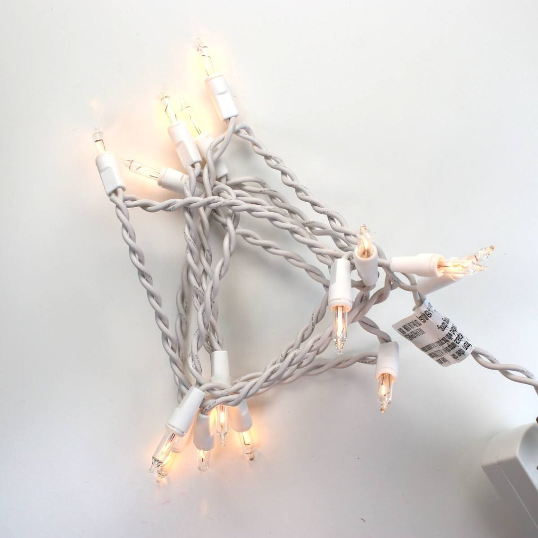 Non Connectable Christmas Mini Light Sets 35 Light White Wire Clear Bulb