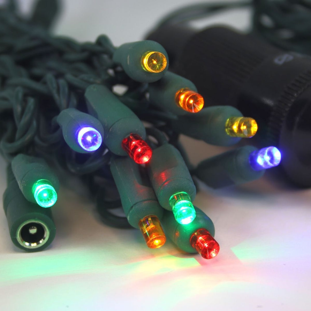 12 Volt LED Light Set Multicolor on Green Wire – Christmas Light Source
