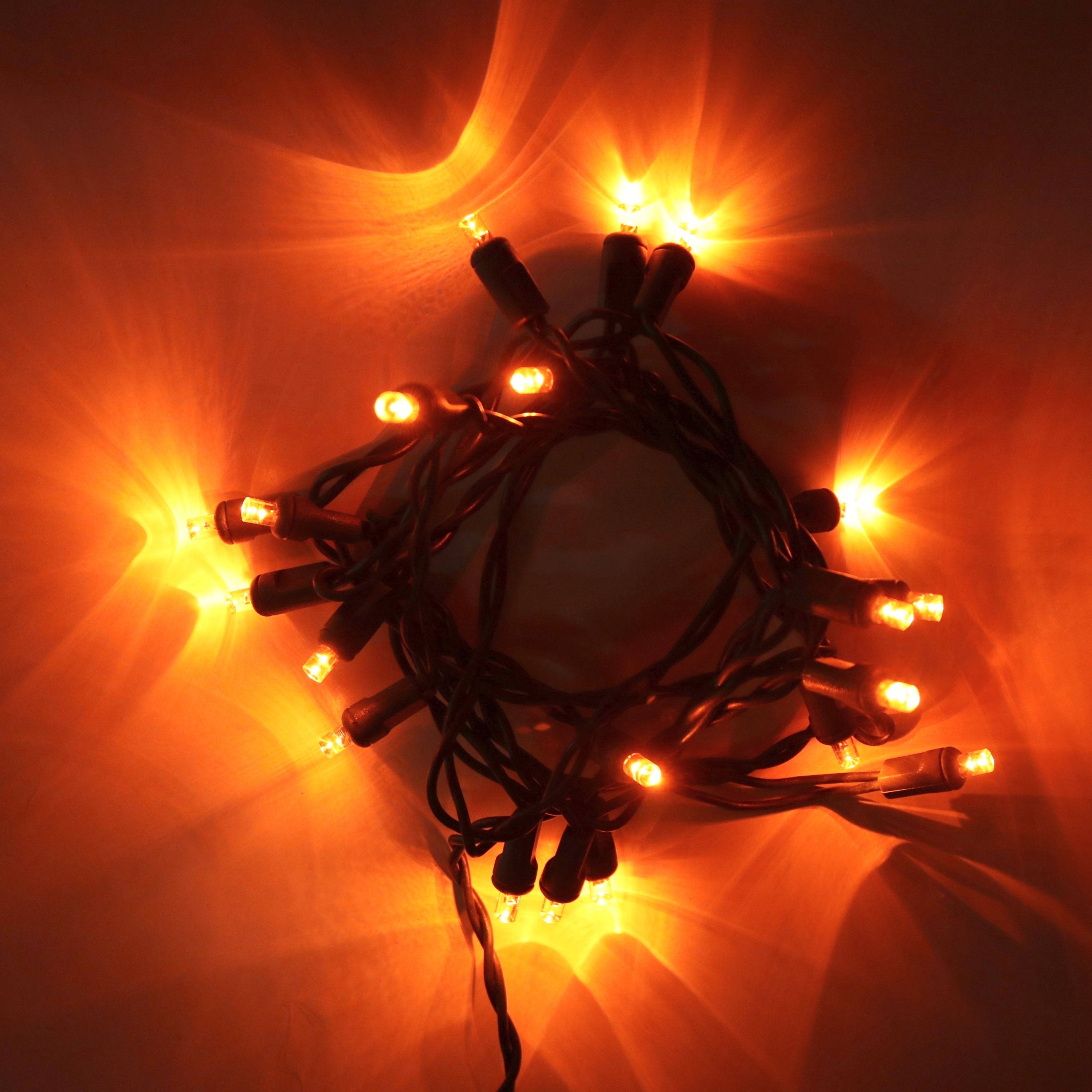 20 light Orange LED Craft Lights Green Wire Christmas Light Source