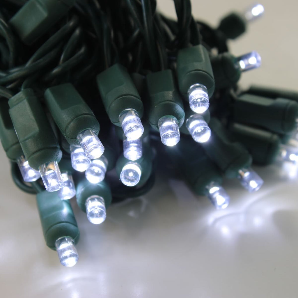 Christmas Lights - 50-Light White Wire w/ Multi Color Lights, 6 Spacing