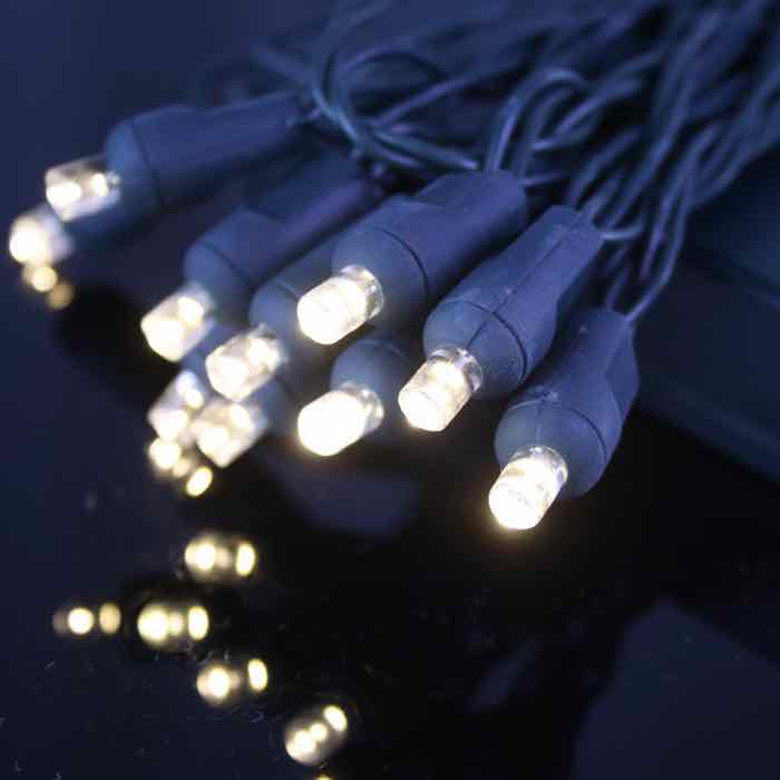 Battery Operated Lights - 20 Warm White Battery Operated 5mm LED Christmas  Lights, White Wire