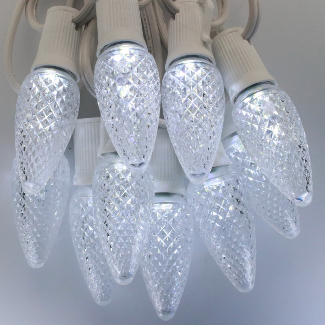 Clip-on Christmas Lights, 25-Ct Pure White LED C9 Bulbs