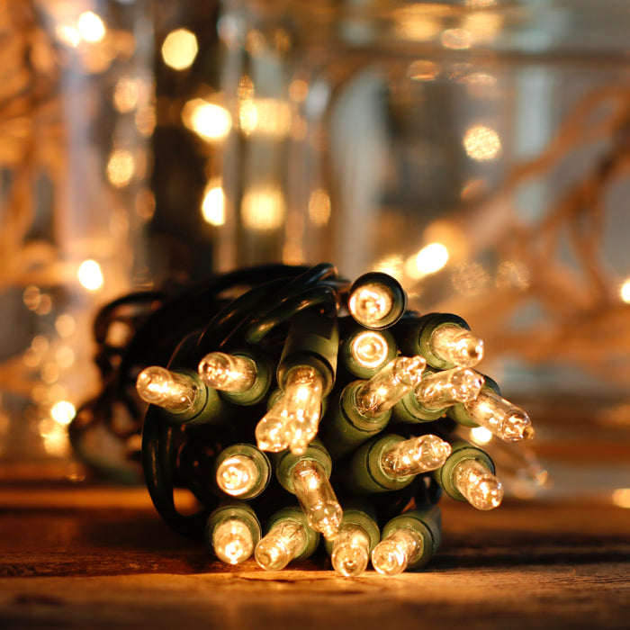 20-bulb Clear Craft Lights, Green Wire – Christmas Light Source
