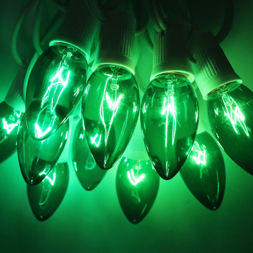 C9 Teal Glass Bulbs E17 Bases – Christmas Light Source