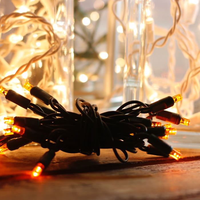 20 light Orange LED Craft Lights Green Wire Christmas Light Source