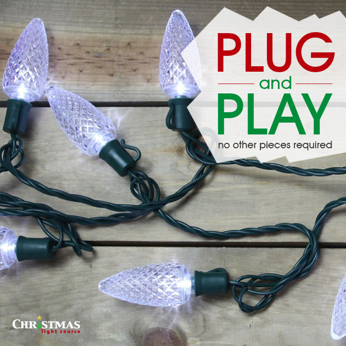 25-light C9 Multicolor LED Christmas Lights, 8 Spacing Green Wire –  Christmas Light Source
