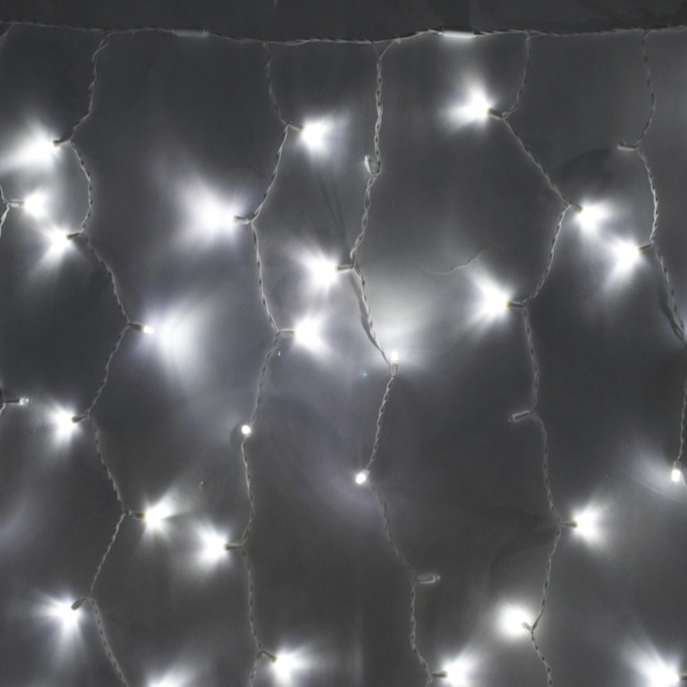 8-foot Twinkle LED Curtain Lights Pure White on White Wire