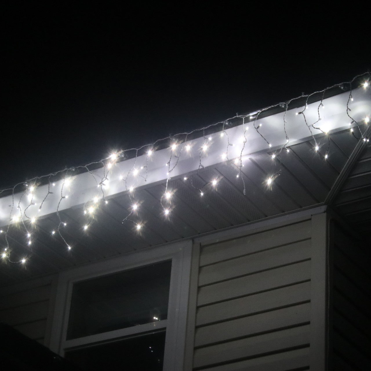 100-light M5 Pure White Twinkle LED Icicle Lights, Green Wire ...