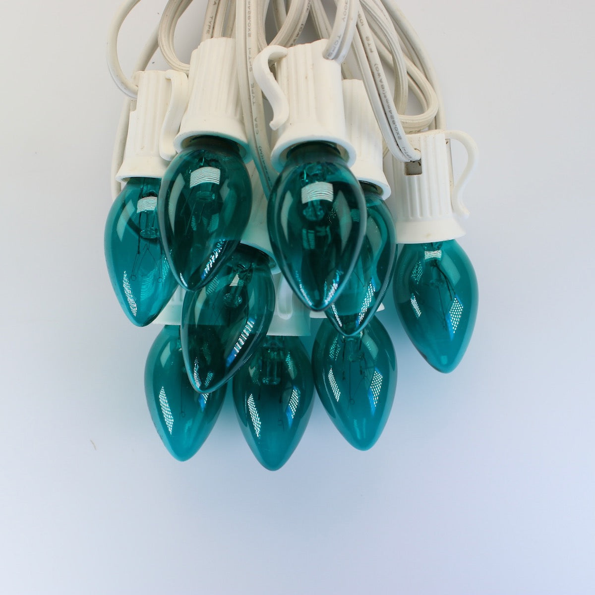 C7 Teal Twinkle Glass Bulbs E12 Bases Christmas Light Source