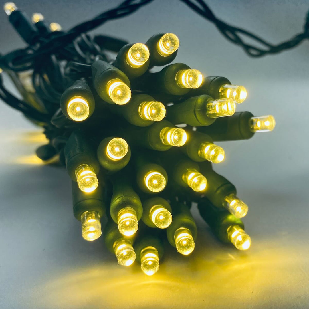 20 Warm White Battery Powered Twinkle 5mm LED Christmas Lights, Green Wire